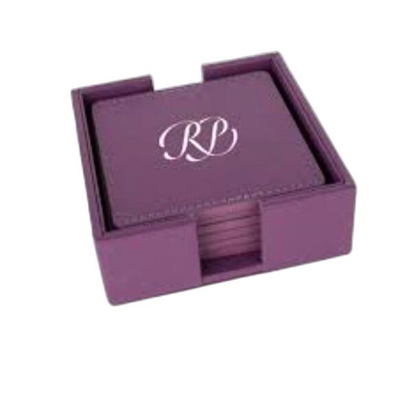 Russian Pointe (RP) Coaster Set - Purple Coaster Gift Set - 6 Leather Coasters - Picture 6 of 6